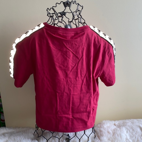 Kappa Tape Sleeve Logo Cotton Cropped Tee Size L Bright Pink - Picture 3 of 6